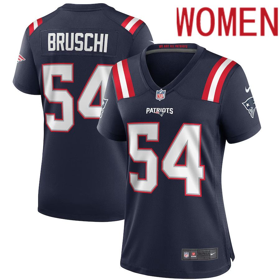 Women New England Patriots #54 Tedy Bruschi Nike Navy Game Retired Player NFL Jersey